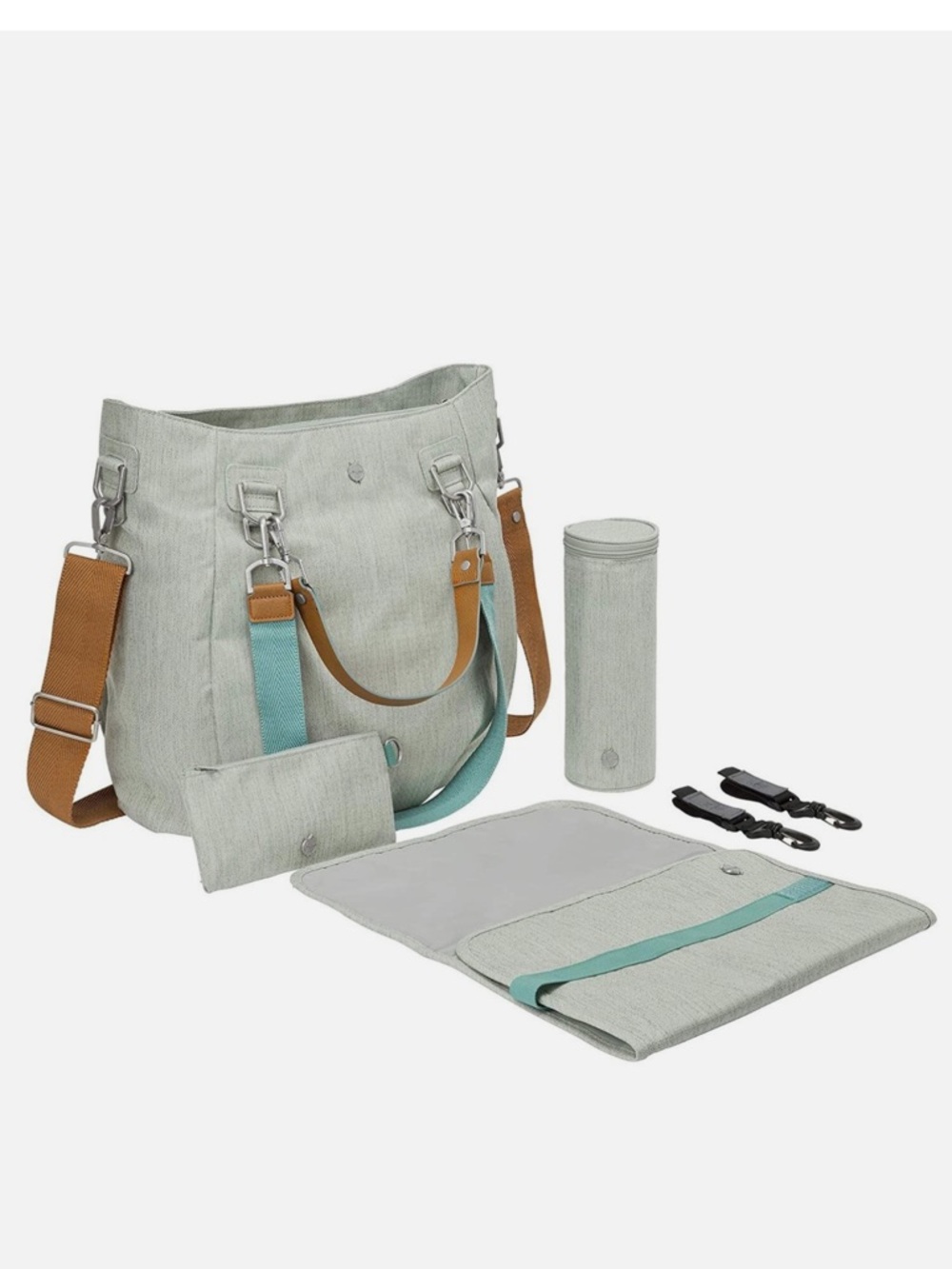 Lassig Green Label Mixed Canvas Crossbody Diaper Bag – Adjustable Strap – Good